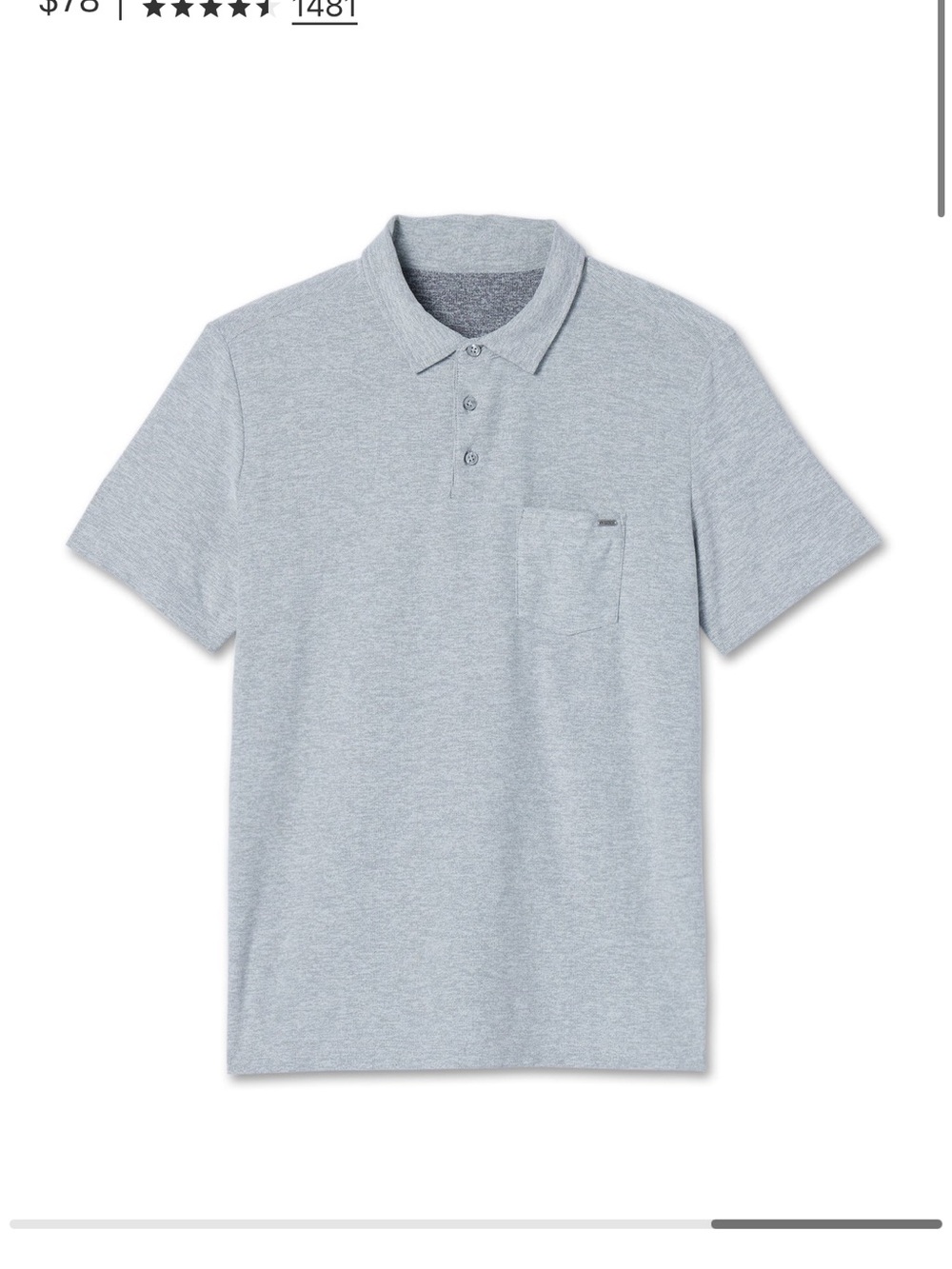 Vuori Heather Light Gray Polo with Chest Pocket